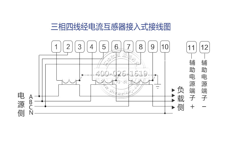 三相四線電表接線圖——經電流互感器接入式